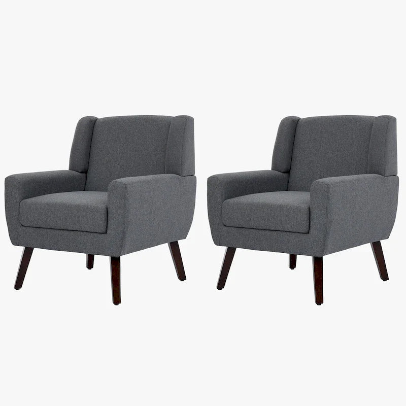 Fauteuil d'appoint en lin, à oreilles, lot de 2