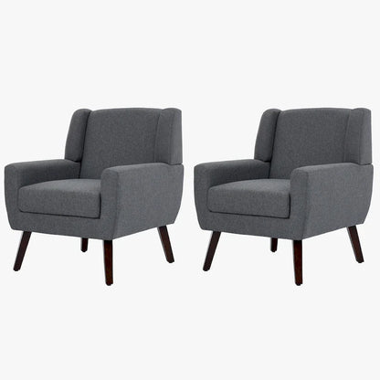 Fauteuil d'appoint en lin, à oreilles, lot de 2
