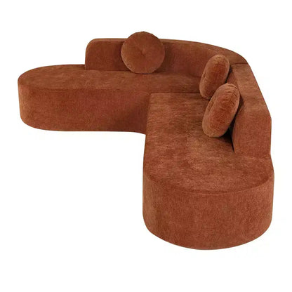 Divano componibile Whisen 122'' Extra Large, Elegante Divano Imbottito in Tessuto con Tre Cuscini Rotondi, Schiuma ad Alta Resilienza
