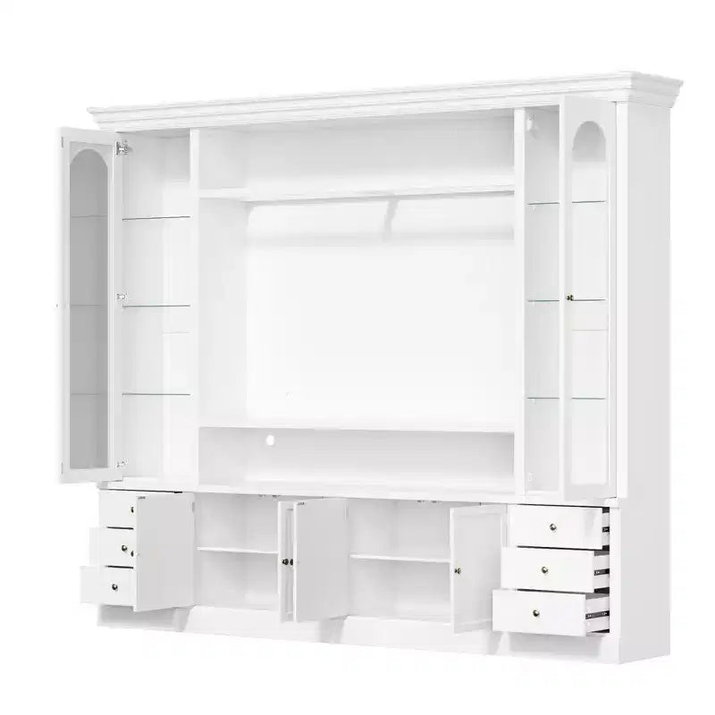 Famapy Mobile TV Bianco - Ampio Porta TV con Ante e Faretti LED per Soggiorno