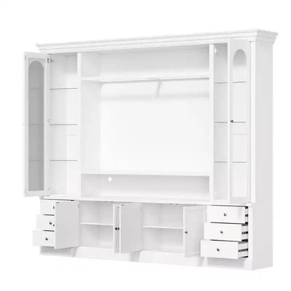 Famapy Mobile TV Bianco - Ampio Porta TV con Ante e Faretti LED per Soggiorno