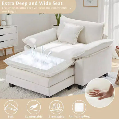 Poltrona a sacco oversize in ciniglia EHMKNP con pouf