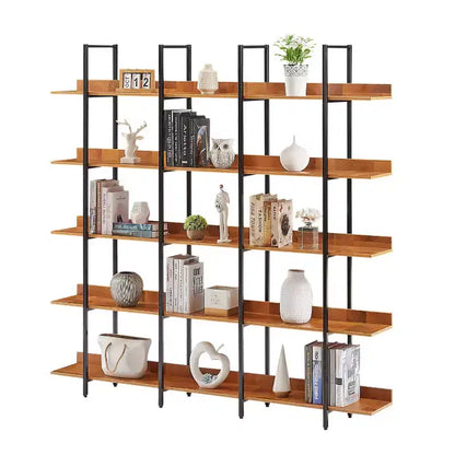 Étagère de style industriel vintage Whisen avec cadre en métal et panneau MDF, bibliothèque ouverte pour le bureau à domicile