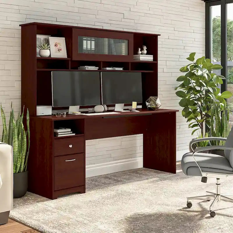 Scrivania per computer da 72" con libreria e cassetti di
