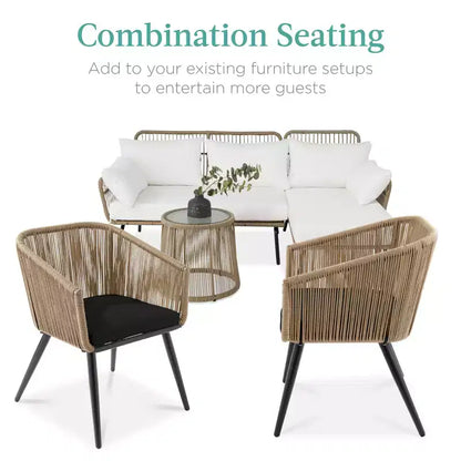Lot de 2 chaises de salle à manger d'extérieur Best Choice Products, en osier tressé, capacité de 113 kg