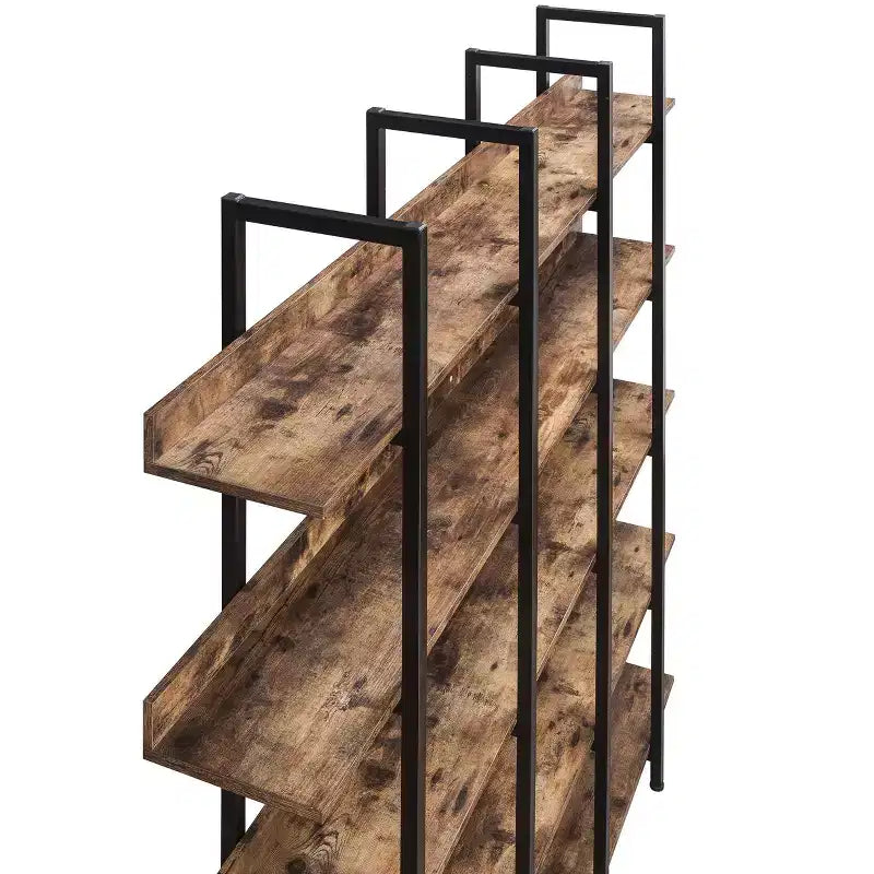 Étagère de style industriel vintage Whisen avec cadre en métal et panneau MDF, bibliothèque ouverte pour le bureau à domicile