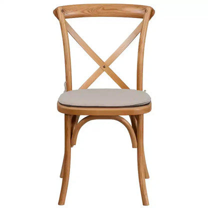Chaise empilable en bois à dossier croisé Flash Furniture série HERCULES avec coussin