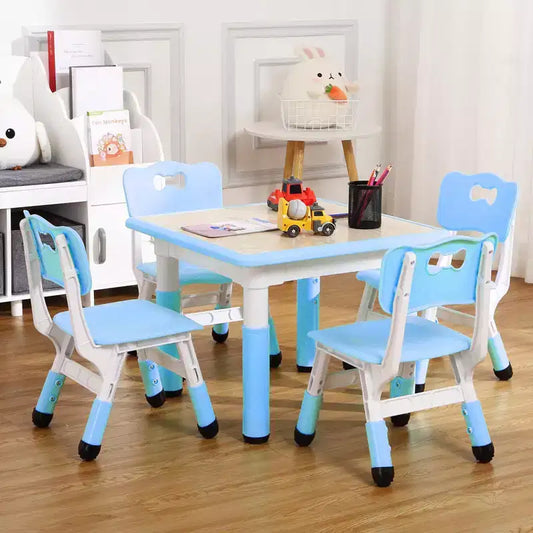 Set Tavolo e Sedie per Bambini, Scrivania Regolabile in Altezza per età 2-10 anni, Tavolo per Arte e Artigianato, Gambe Antiscivolo, per Aule Asili Nido