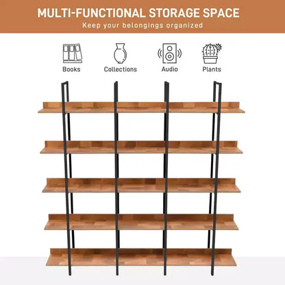 Étagère de style industriel vintage Whisen avec cadre en métal et panneau MDF, bibliothèque ouverte pour le bureau à domicile
