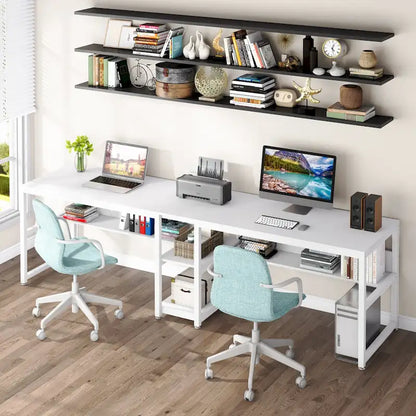 78.7 Bureau deux places, bureau double avec étagère