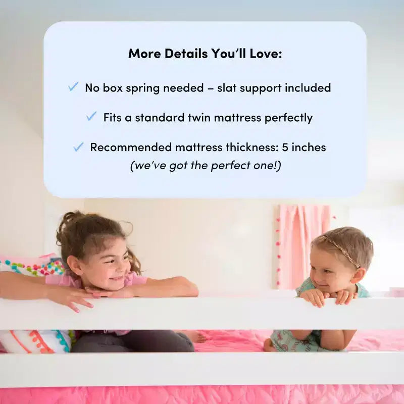 Max & Lily Letto a Castello Basso in Legno, da Una Piazza e Mezza a Due Piazze, per Bambini, con Scala