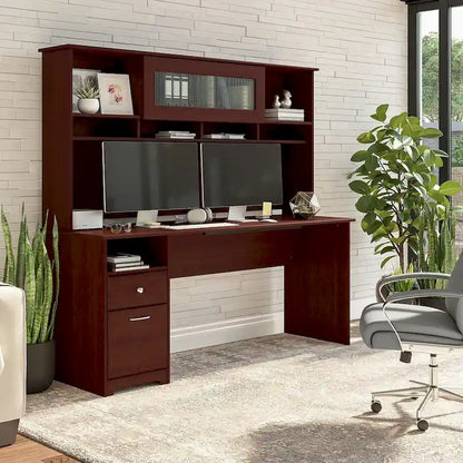 Scrivania per computer da 72" con libreria e cassetti di