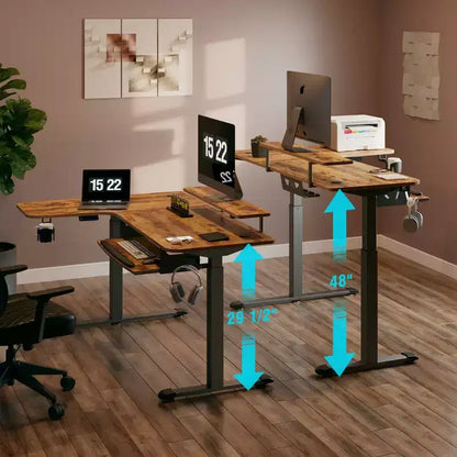 Scrivania angolare EUREKA ERGONOMIC 60x23 regolabile in altezza con set di accessori