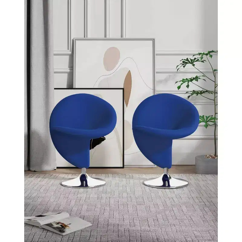 Ensemble de 2 fauteuils pivotants d'appoint Curl en mélange de laine - Manhattan Comfort