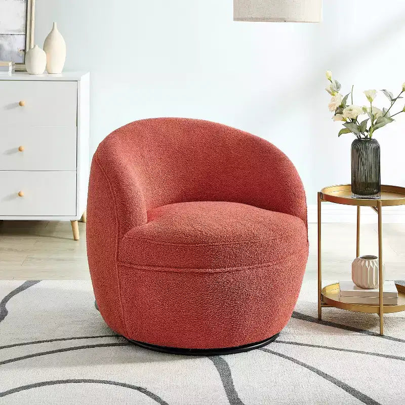 Fauteuil baril pivotant Roundhill Furniture Galleria 360 en similicuir sherpa