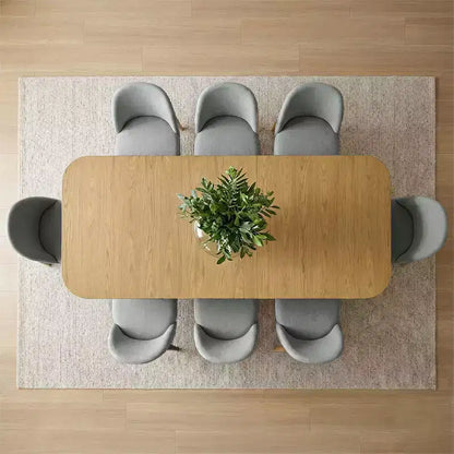 Set da pranzo 9 pezzi per 8 persone, tavolo allungabile con base a cavalletto e sedie imbottite con gambe in legno massello-Panipeachy