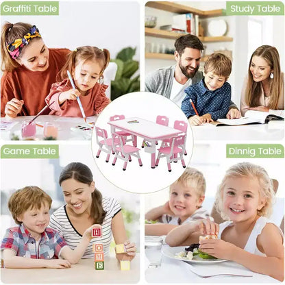 Table et 6 Chaises pour Enfants - Table d'Activités et de Repas à Hauteur Réglable pour Tout-Petits de 3 à 10 Ans, 136 kg
