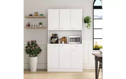 Mobile Contenitore a 6 Ante, Armadio Alto 180 cm e Mobile da Cucina con Cassetto e Ripiano Aperto, Credenza da Cucina e Mobiletto per Camera da Letto in MDF