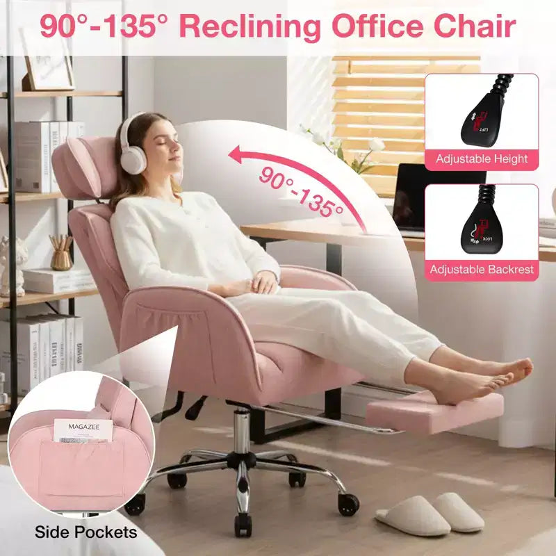 Chaise de bureau réglable HOFFREE à pieds croisés avec accoudoirs relevables, inclinaison et support lombaire - Capacité de 200 kg, idéale pour le bureau à domicile