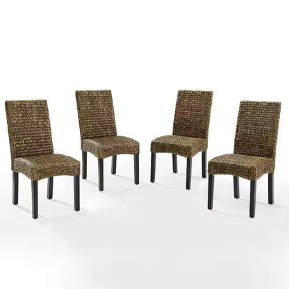 Set di 4 sedie da pranzo Edgewater in fibra di giacinto d'acqua/marrone scuro - Crosley