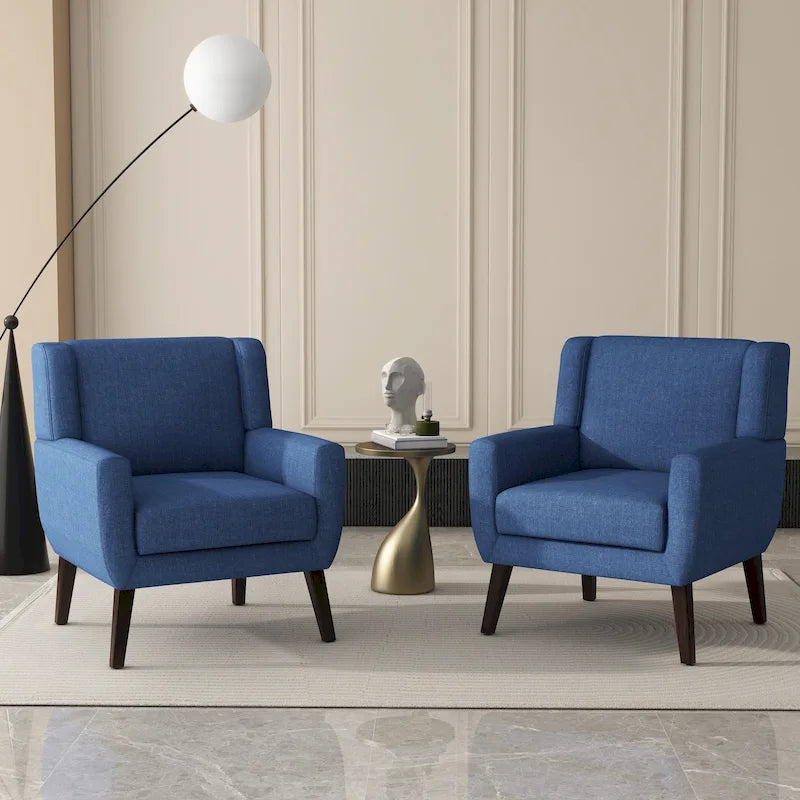 Fauteuil d'appoint en lin, à oreilles, lot de 2