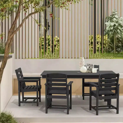 Set da pranzo da esterno Hyleory 7 pezzi, tavolo rettangolare da 170 cm con foro per ombrellone e 6 sedie