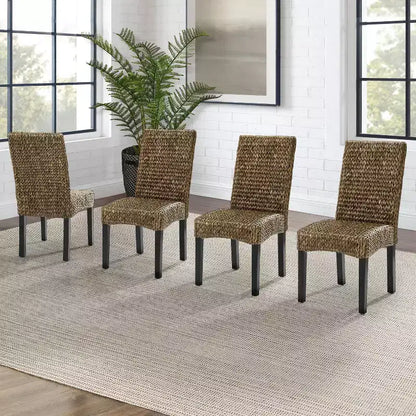 Set di 4 sedie da pranzo Edgewater in fibra di giacinto d'acqua/marrone scuro - Crosley