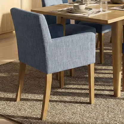 Set da pranzo da 9 pezzi con prolunga, include 6 sedie senza braccioli e 2 poltrone in lino neutro, gambe in legno massello, stile moderno-Panipeachy