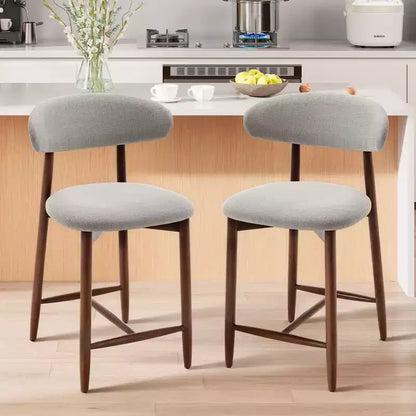 Lot de 2/4/6 tabourets de bar rembourrés Ora Maison à hauteur de comptoir avec tissu et finition noyer