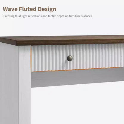 Contenitore scanalato per scrivania da ufficio, scrivania direzionale moderna da 54" con stazione di ricarica, scrivania in legno per computer con cassetti classificatori per studio