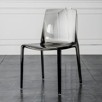 Chaise de salle à manger sans accoudoirs à dossier bas en acrylique ambre