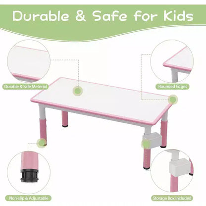 Table et 6 Chaises pour Enfants - Table d'Activités et de Repas à Hauteur Réglable pour Tout-Petits de 3 à 10 Ans, 136 kg