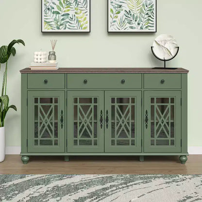 63 armoire buffet de style vintage avec tiroirs, vert