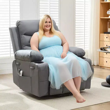 Fauteuil inclinable électrique releveur, fauteuils inclinables électriques pour personnes âgées avec fonction chauffante et massante, aide à la levée, porte-gobelets, poche latérale, pour salon