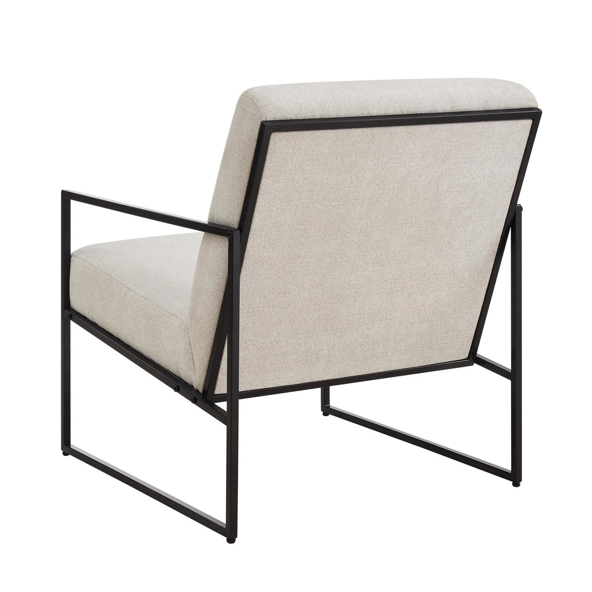 Poltrona moderna in tessuto beige chiaro con design salvaspazio per soggiorno