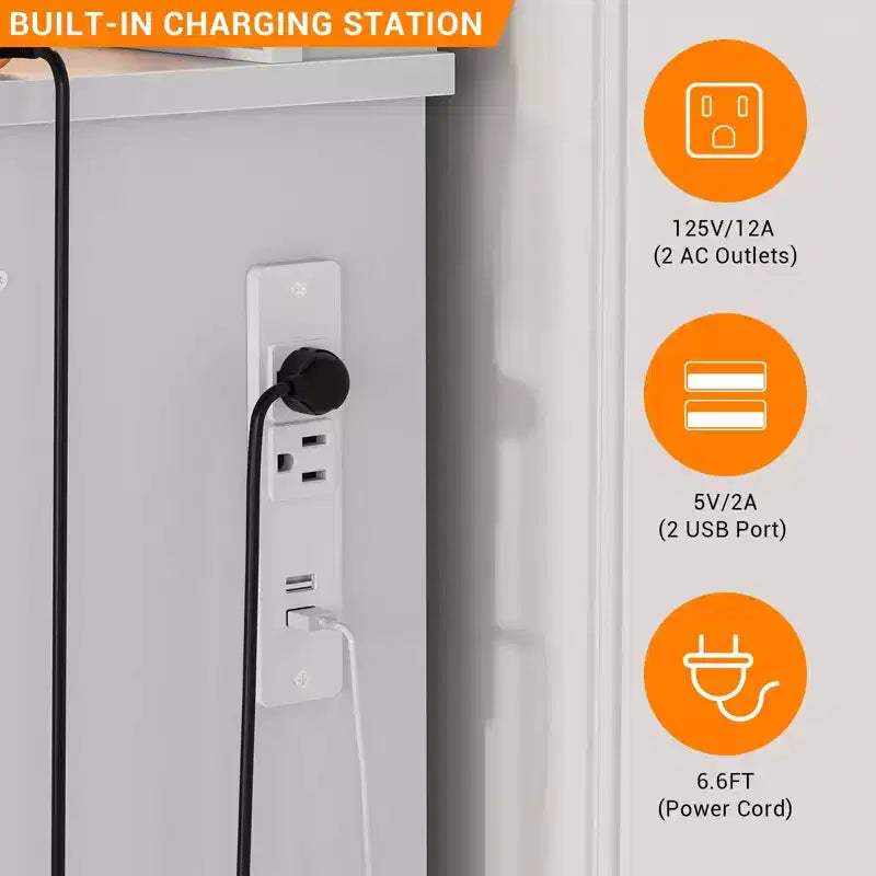 Toeletta Trucco con Specchio a LED a 3 Modalità e Prese di Ricarica, Grande Scrivania da Trucco con 7 Cassetti e Mobile Contenitore, Tavolo da Toeletta Moderno