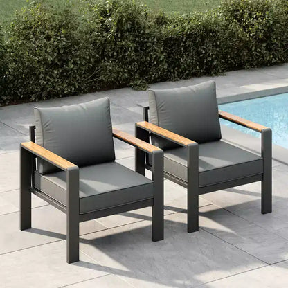 Salon de jardin en aluminium, canapé d'extérieur modulable avec 5 coussins épais, 4 accoudoirs et table basse pour jardin, terrasse, arrière-cour