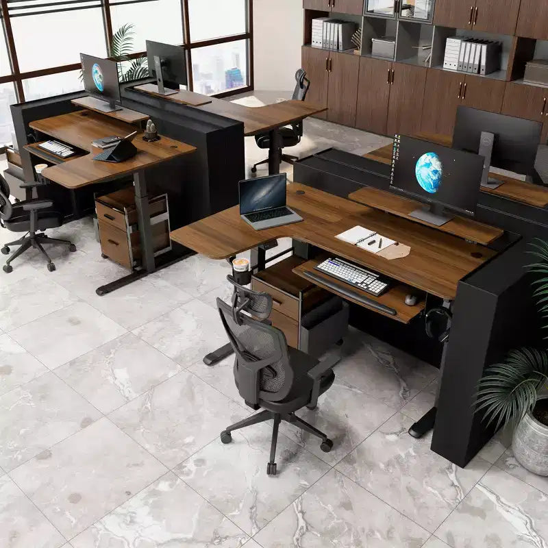 Scrivania angolare EUREKA ERGONOMIC 60x23 regolabile in altezza con set di accessori