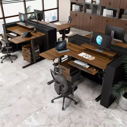 Scrivania angolare EUREKA ERGONOMIC 60x23 regolabile in altezza con set di accessori