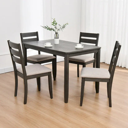 Sedie da pranzo in legno con schienale a doghe, set da 4