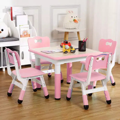Set Tavolo e Sedie per Bambini, Scrivania Regolabile in Altezza per età 2-10 anni, Tavolo per Arte e Artigianato, Gambe Antiscivolo, per Aule Asili Nido