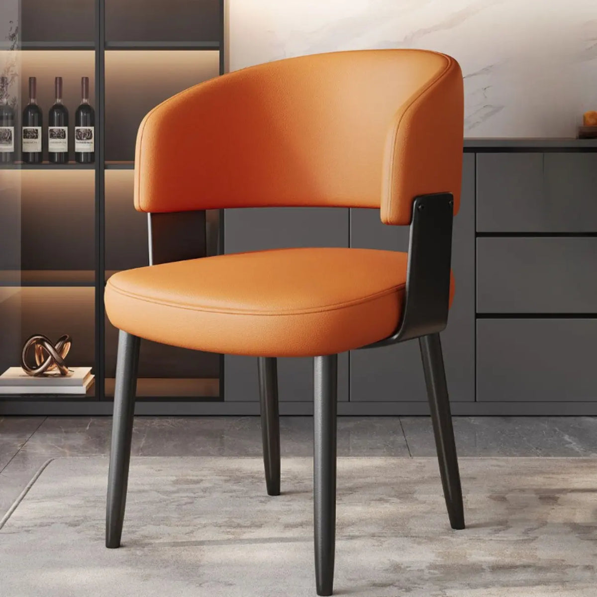 Sedia da pranzo moderna glamour rivestita in pelle