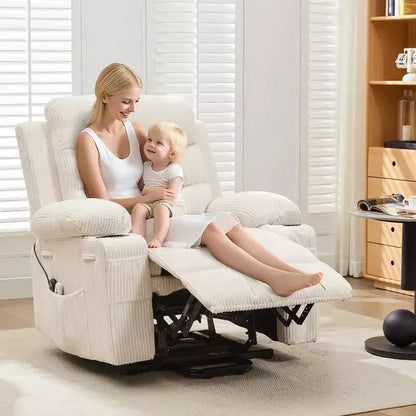 Fauteuil inclinable électrique releveur, fauteuils inclinables électriques pour personnes âgées avec fonction chauffante et massante, aide à la levée, porte-gobelets, poche latérale, pour salon