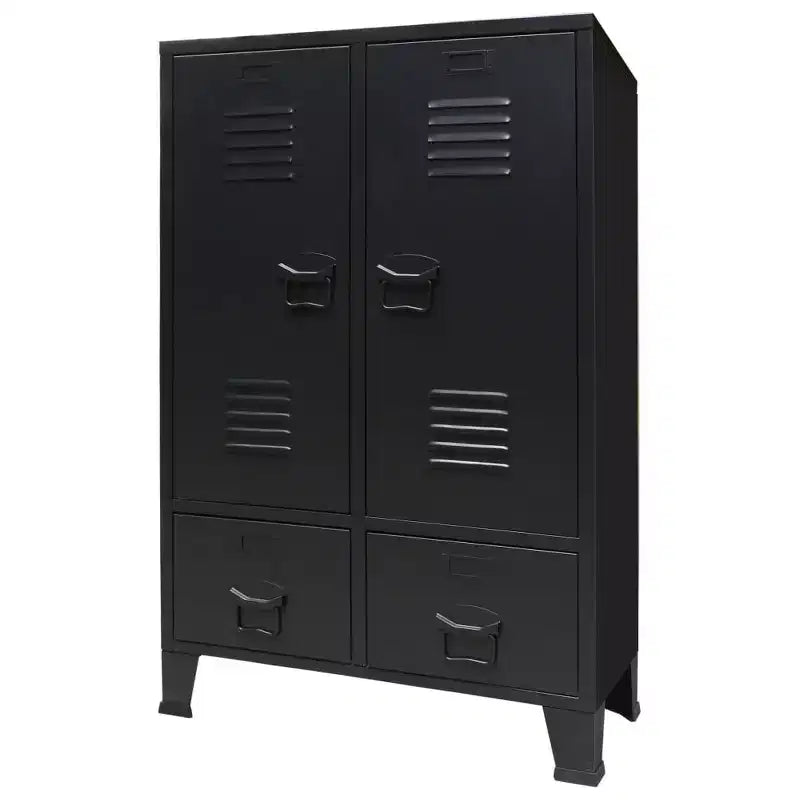 vidaXL Armoire en tôle noire avec étagères réglables moyennes