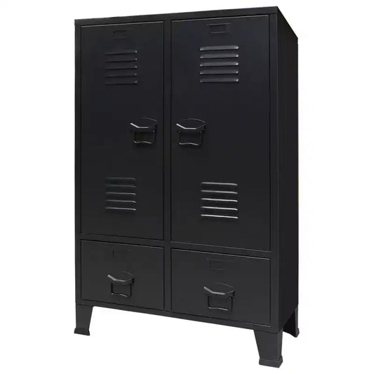 vidaXL Armoire en tôle noire avec étagères réglables moyennes