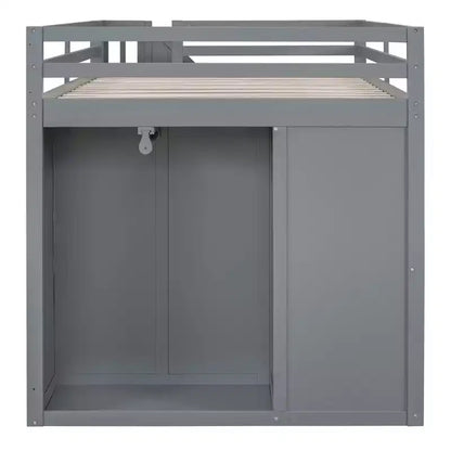 Letto a soppalco intero in pile orsetto con mensola portaoggetti e cassetti, letto a soppalco alto in legno con scrivania versatile per camera da letto