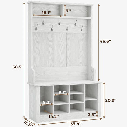 Banc de rangement d'entrée 3-en-1 avec patère