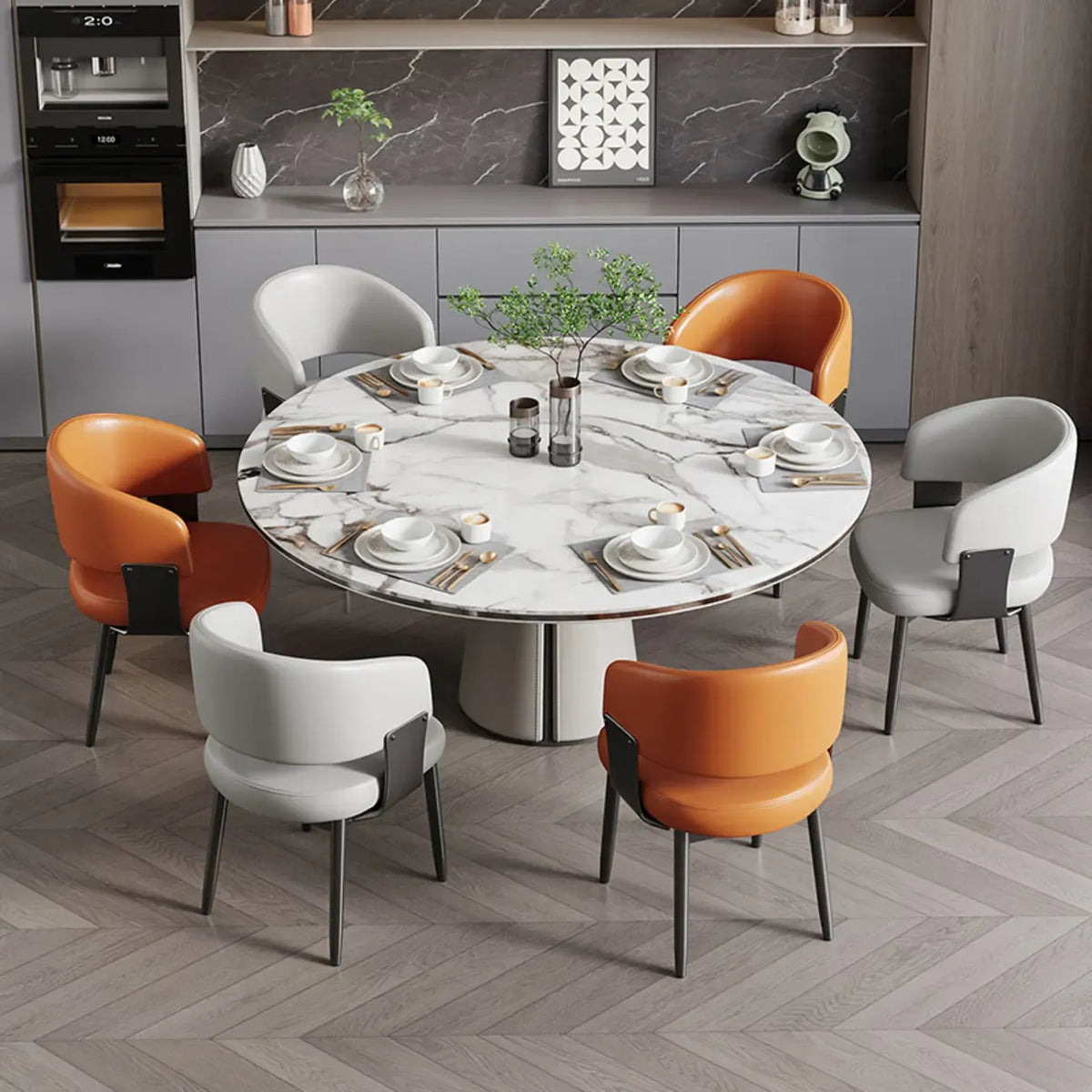 Sedia da pranzo moderna glamour rivestita in pelle