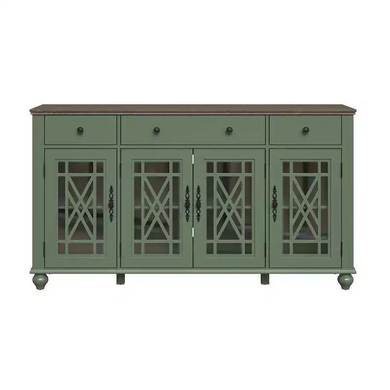 63 armoire buffet de style vintage avec tiroirs, vert
