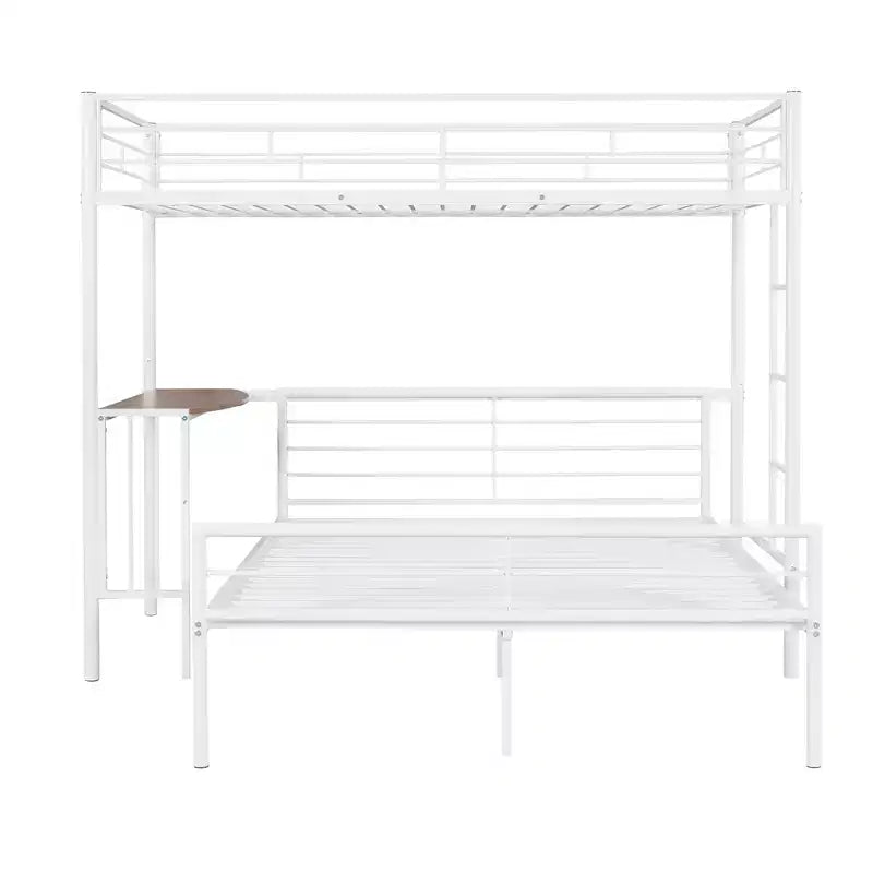 Lit superposé en métal une place sur deux places avec bureau, lit mezzanine une place avec lit inférieur double séparé pour enfants